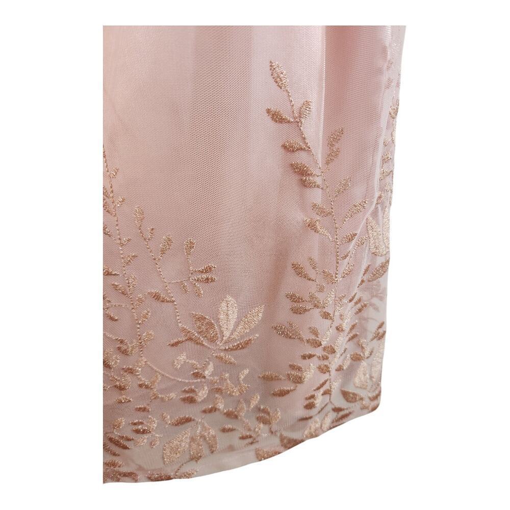 Tahari Arthur S. Levine ASL dress sz 14 pink metallic embroider sheer lined - Picture 9 of 16